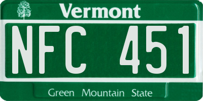 VT license plate NFC451