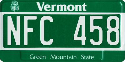 VT license plate NFC458