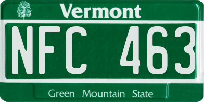 VT license plate NFC463