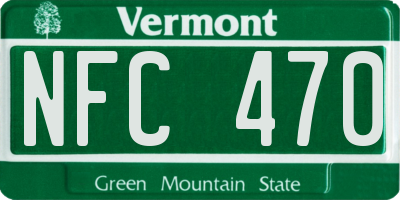 VT license plate NFC470