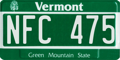 VT license plate NFC475