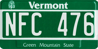 VT license plate NFC476