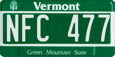 VT license plate NFC477