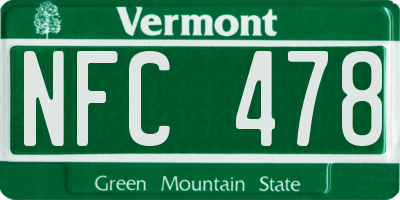 VT license plate NFC478