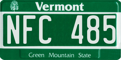VT license plate NFC485