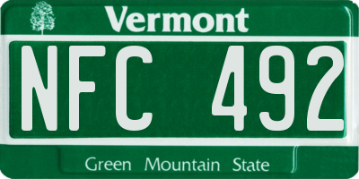 VT license plate NFC492