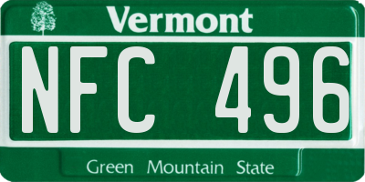 VT license plate NFC496