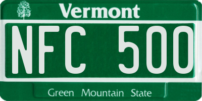 VT license plate NFC500