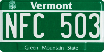 VT license plate NFC503