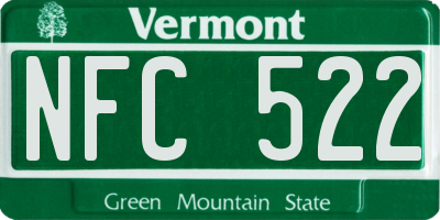 VT license plate NFC522
