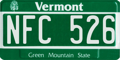 VT license plate NFC526
