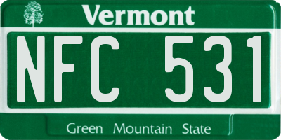 VT license plate NFC531