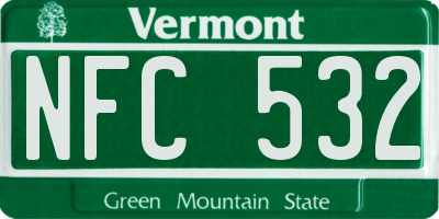 VT license plate NFC532