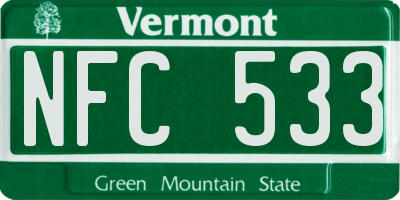 VT license plate NFC533