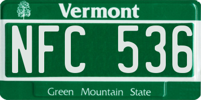 VT license plate NFC536