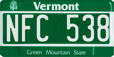 VT license plate NFC538