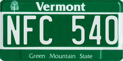 VT license plate NFC540