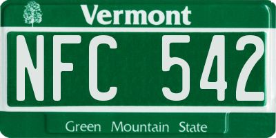 VT license plate NFC542