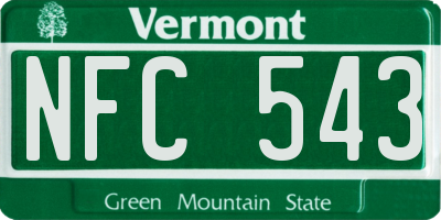 VT license plate NFC543