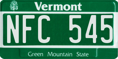 VT license plate NFC545