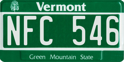 VT license plate NFC546