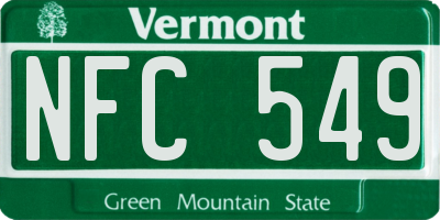 VT license plate NFC549