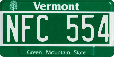 VT license plate NFC554