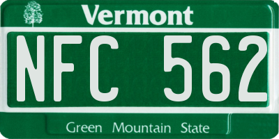 VT license plate NFC562