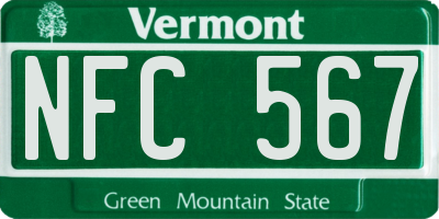 VT license plate NFC567