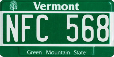VT license plate NFC568