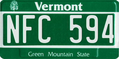 VT license plate NFC594