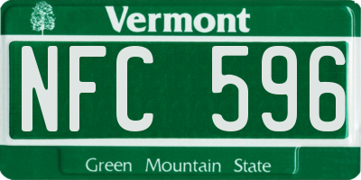 VT license plate NFC596