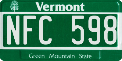 VT license plate NFC598