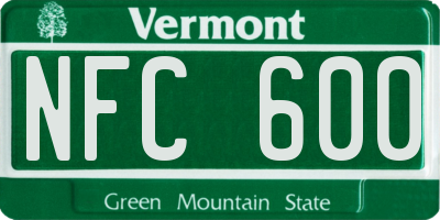 VT license plate NFC600