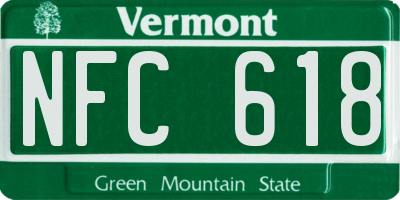 VT license plate NFC618