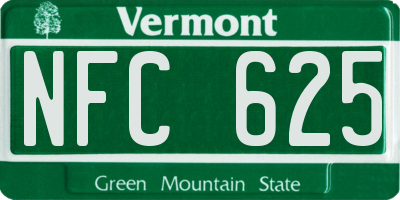 VT license plate NFC625