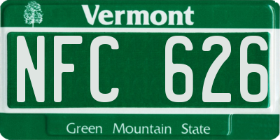 VT license plate NFC626