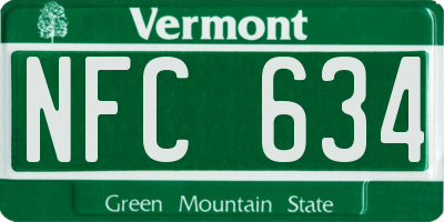VT license plate NFC634