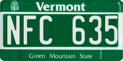 VT license plate NFC635