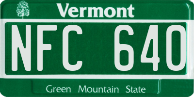 VT license plate NFC640