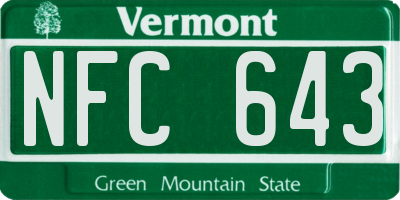 VT license plate NFC643
