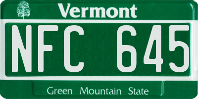 VT license plate NFC645