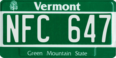 VT license plate NFC647