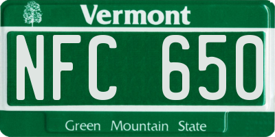 VT license plate NFC650