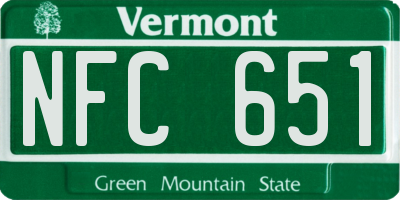 VT license plate NFC651