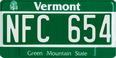 VT license plate NFC654