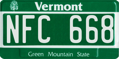 VT license plate NFC668