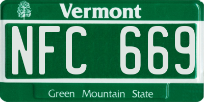 VT license plate NFC669