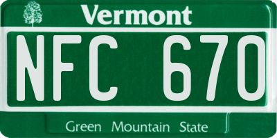 VT license plate NFC670