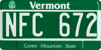 VT license plate NFC672